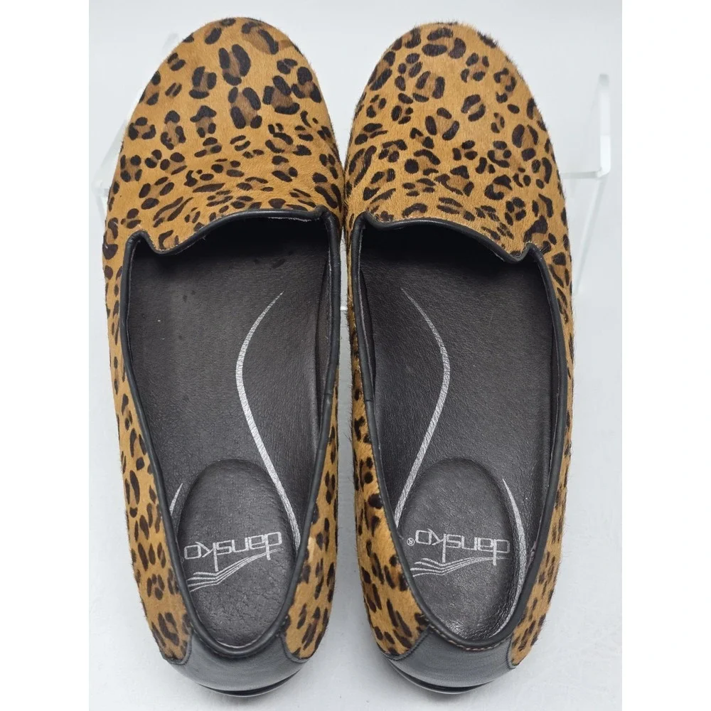 Dansko Olivia Womens EU 39 US 8.5-9 Leopard Print Calf Hair Flats Comfort Shoes